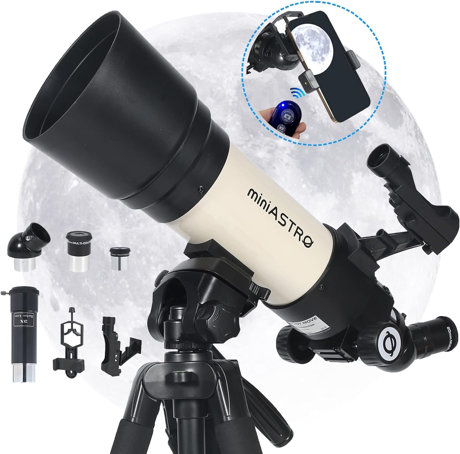 80mm Refractor Telescope for Adults Astronomy - Professional Astronomical Telescope for Beginners Viewing Planets- Portable and Powerful Telescopes with Adjustable Tripod, Phone Adapter, Easy to Use