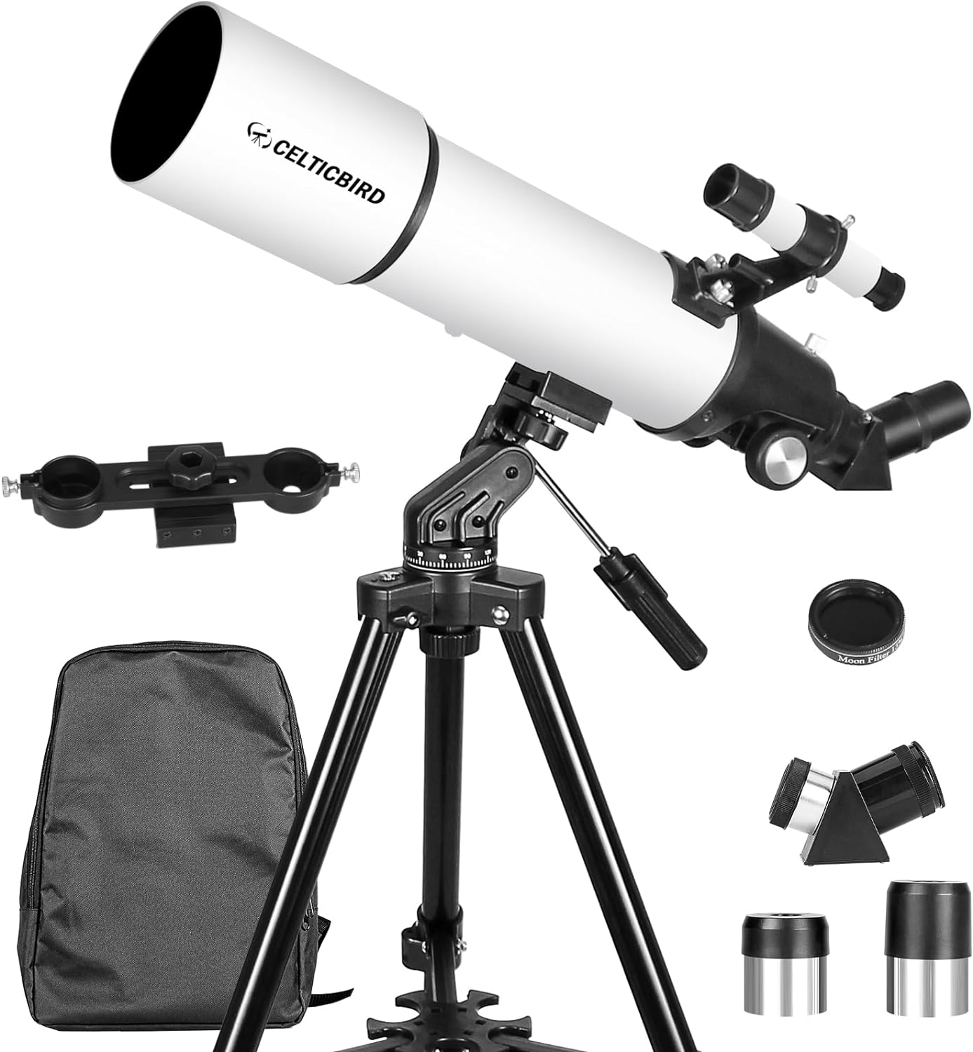 Celticbird 80x600mm Telescope, Travel Telescopes for Adults Astronomy, Telescopio for Beginners,Kids with AZ Mount, Backpack, Moon Filter, Phone Adapter