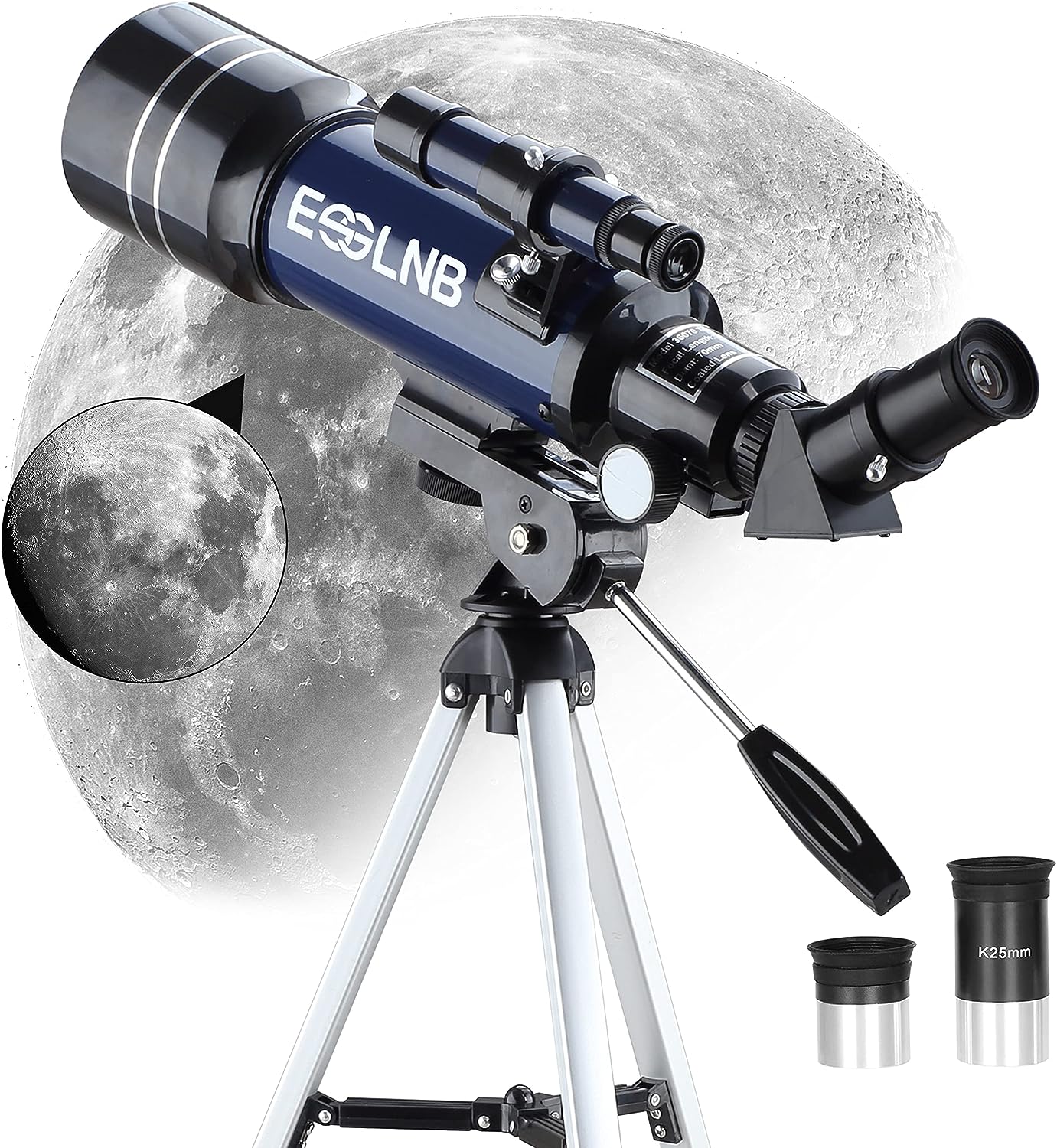 ESSLNB Telescopes for Adults & Kids Astronomy, 70mm Astronomical Telescopes with 3X Barlow Lens, Moon Filter, Fully Coated Lens, Phone Adapter and 51.6 Inches Tripod for Beginners (36070 Telescope)