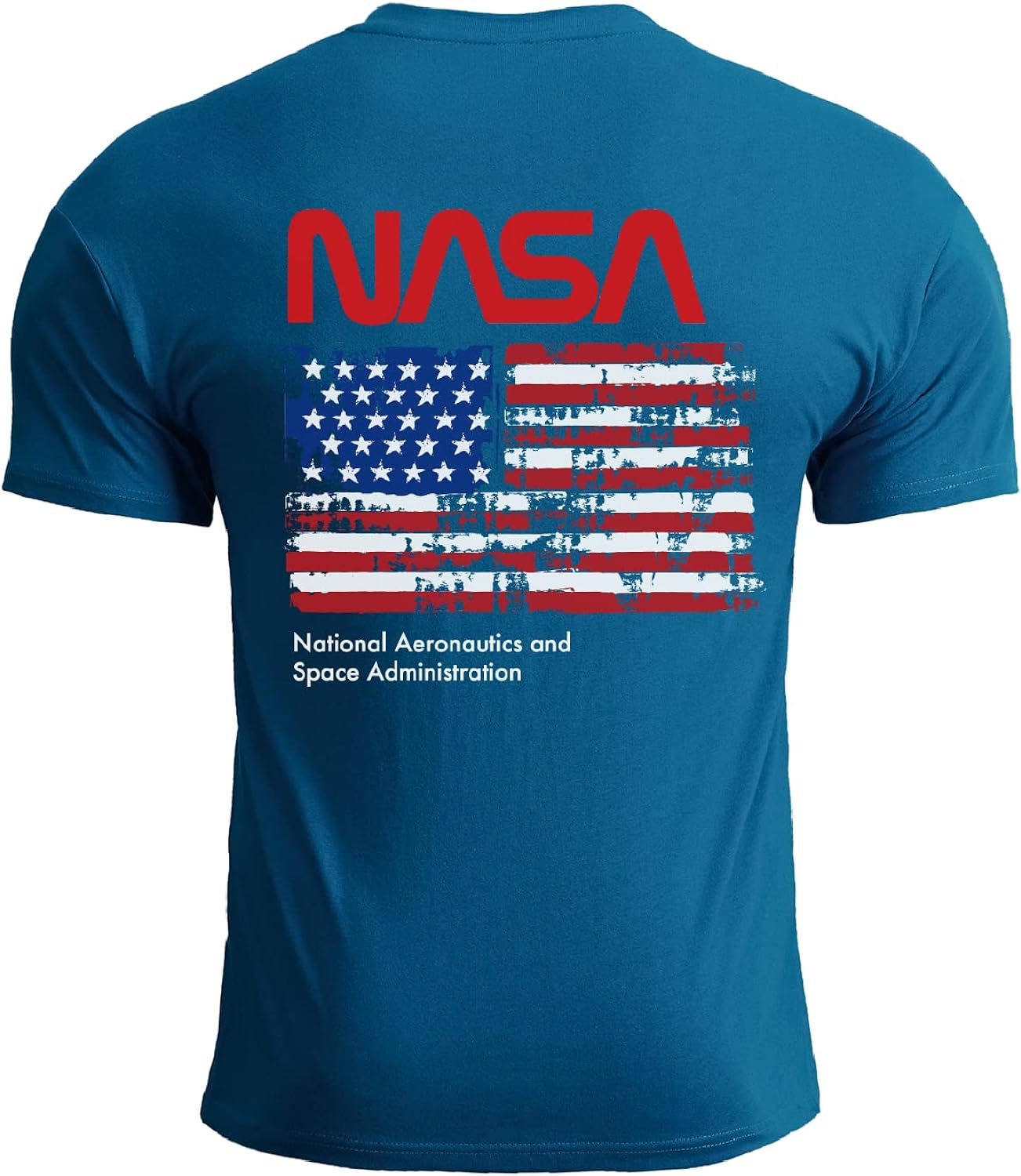 H HYFOL Men's Graphic T-Shirts NASA USA Flag 100% Cotton Long Sleeve American Patriotic Crewneck Regular Tee Shirts