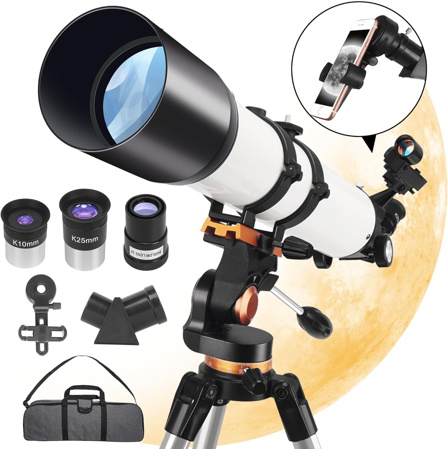 [New 2023] Gaterda Telescope, 90mm Aperture 700mm Telescope for Adults Astronomy, Multi-Coated High Transmission Telescopes for Beginners with AZ Mount Tripod to See Moon, Saturn and Jupiter