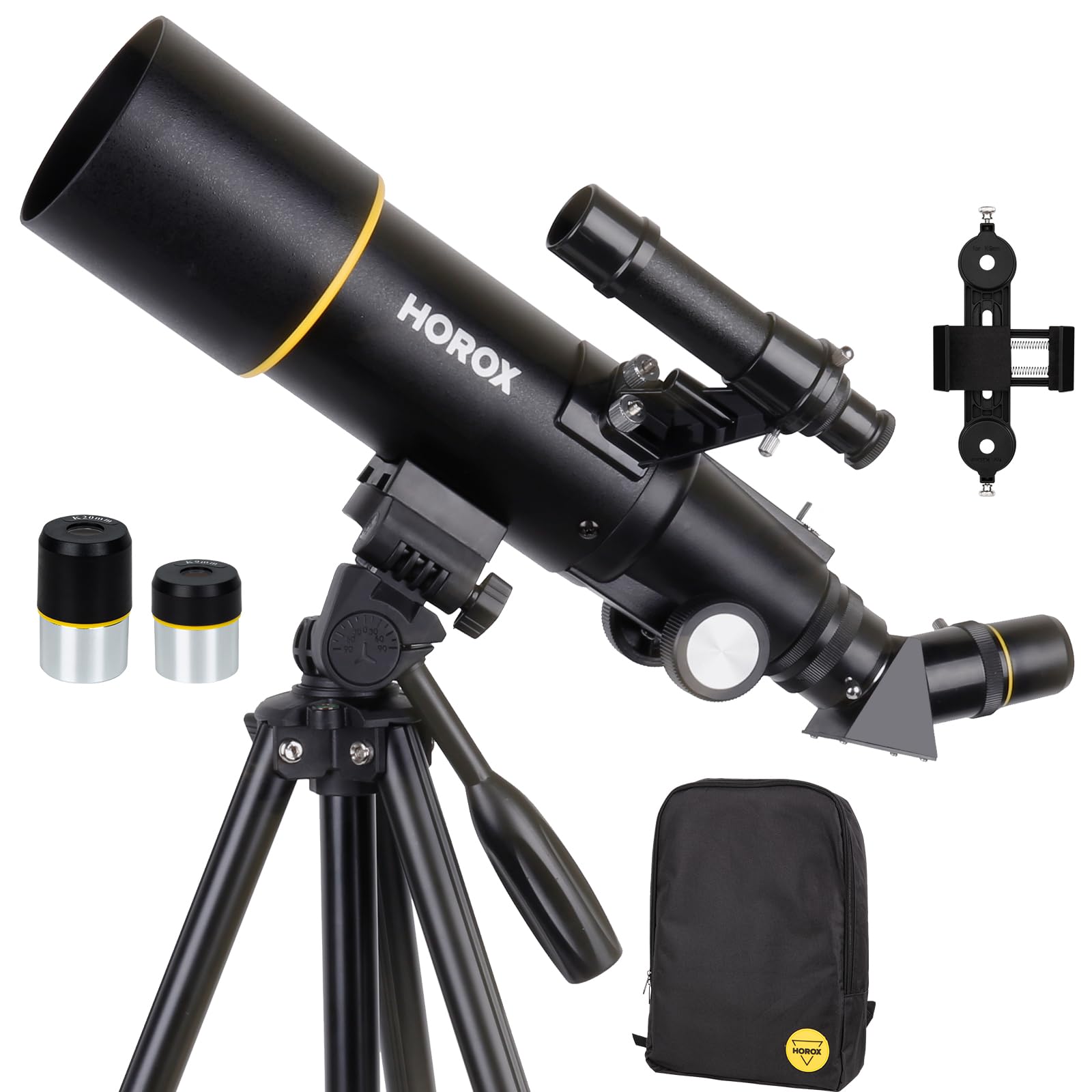 HOROX Telescope, 70mm Aperture 400mm Refractor Telescope for Astronomy, Telescope for Adults. Pro Tripod & Phone Adapter, Portable Telescopes Backpack