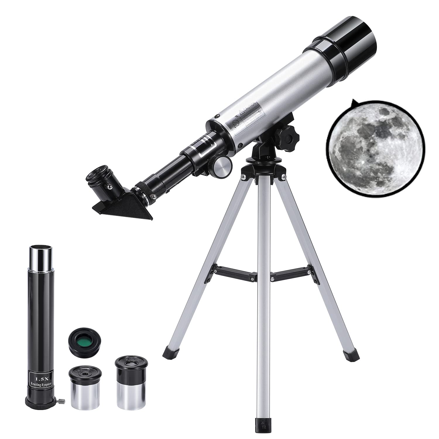 Merkmak Telescope for Kids & Beginners, Kids Telescope 50mm Aperture 360mm AZ, 90X Magnification Astronomical Refracting Telescope with Tripod for Kids to Explore The Moon and Star