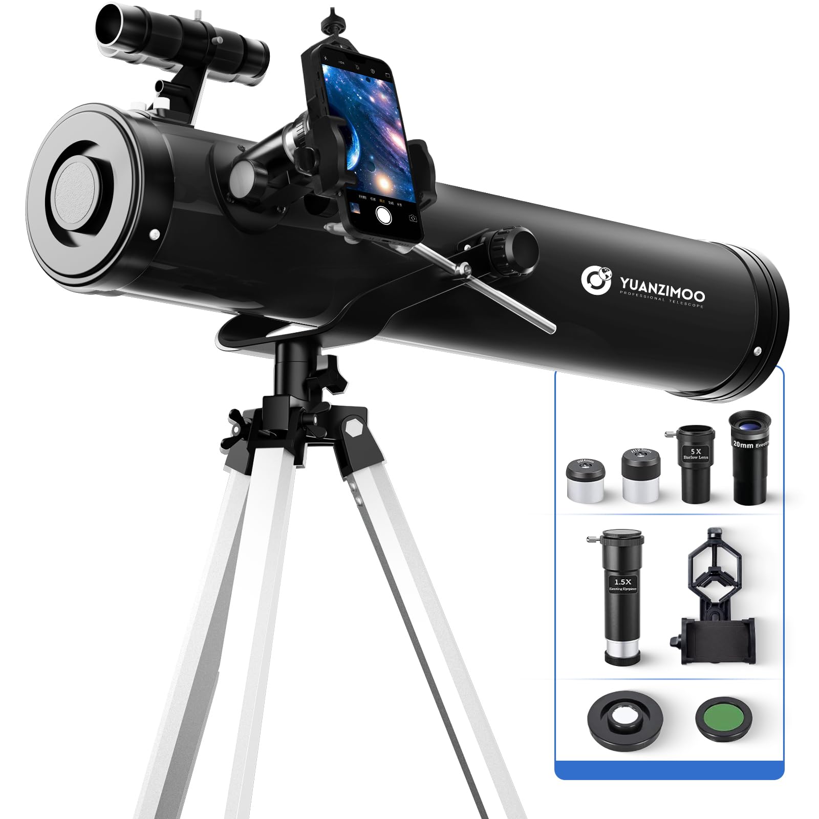 Telescope 70 mm Aperture 700 mm Refractor Portable Telescope for Adults Kids Beginners for Viewing Moon Planets Stargazing with Tripod Phone Adapter Carrying Bag Wireless Remote