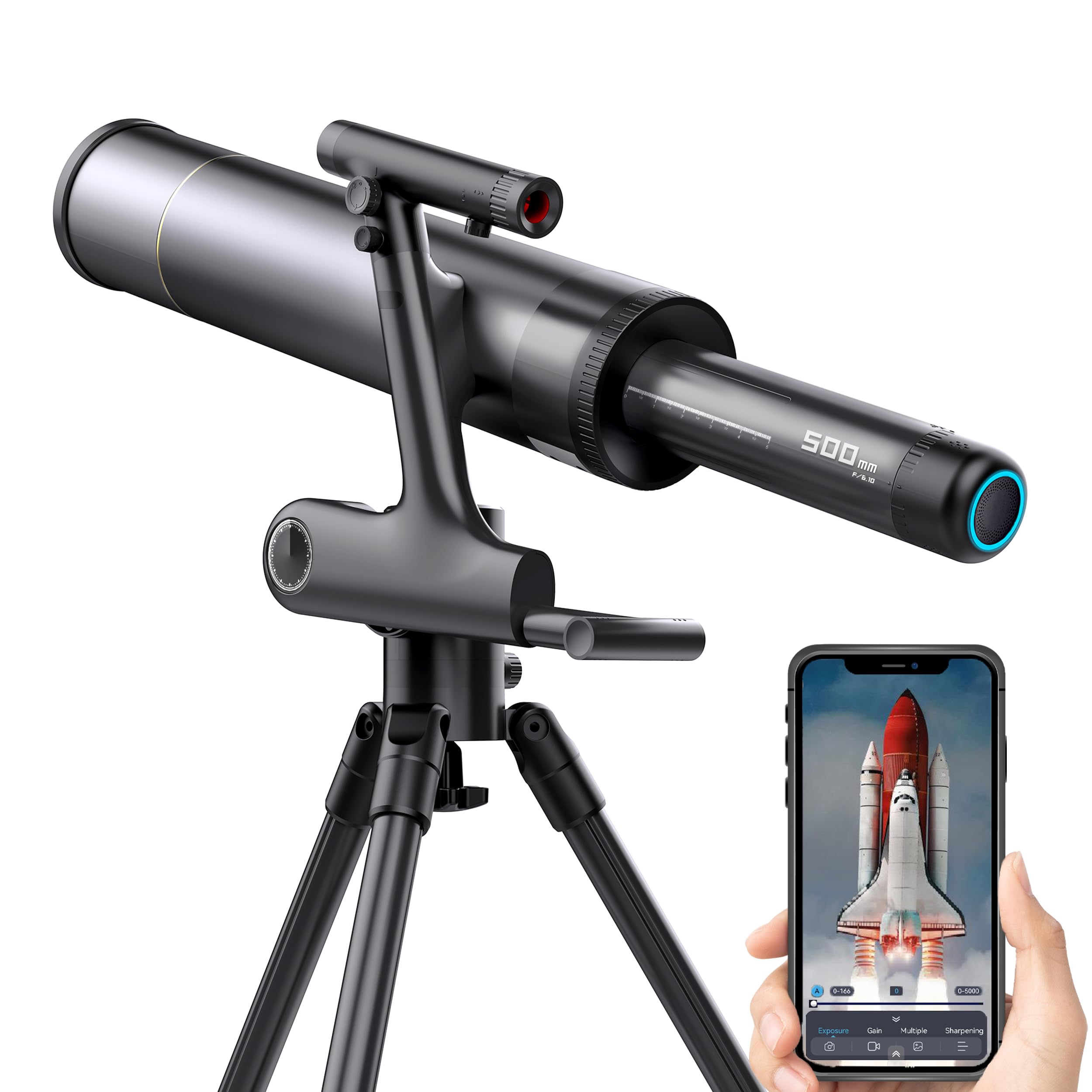 Telescopes for Adults, 400-1600x Magnification Smart Telescopes for Beginners, APP Control 2.4 GHz Wi-Fi Telescope (T1-Pro)