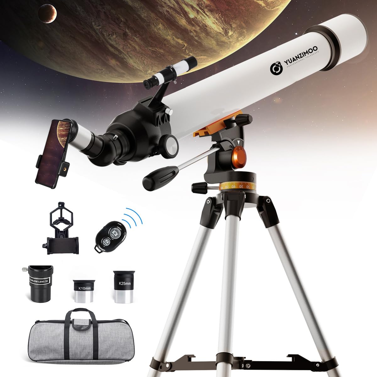 YUANZIMOO Telescope 70 mm Aperture 400 mm Refractor Astronomical Portable Telescope for Kids Adults Beginners with Tripod Phone Adaptere Carrying Bag and Wireless Remote