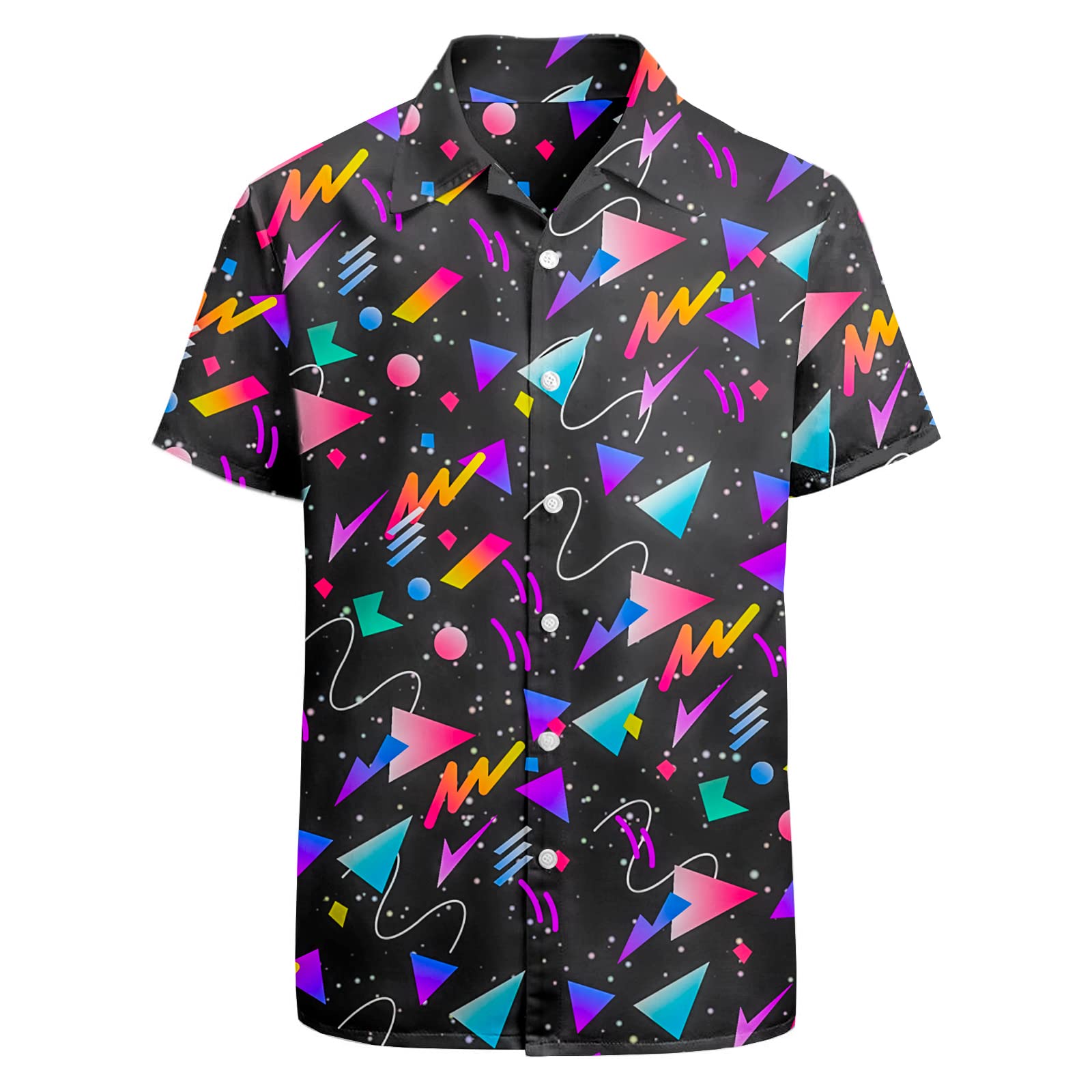 HUGLAZY Magic Mushrooms Hawaiian Shirt for Men Colorful Rave Big and Tall Short Sleeve Button Down Shirts Funny Party Outfit