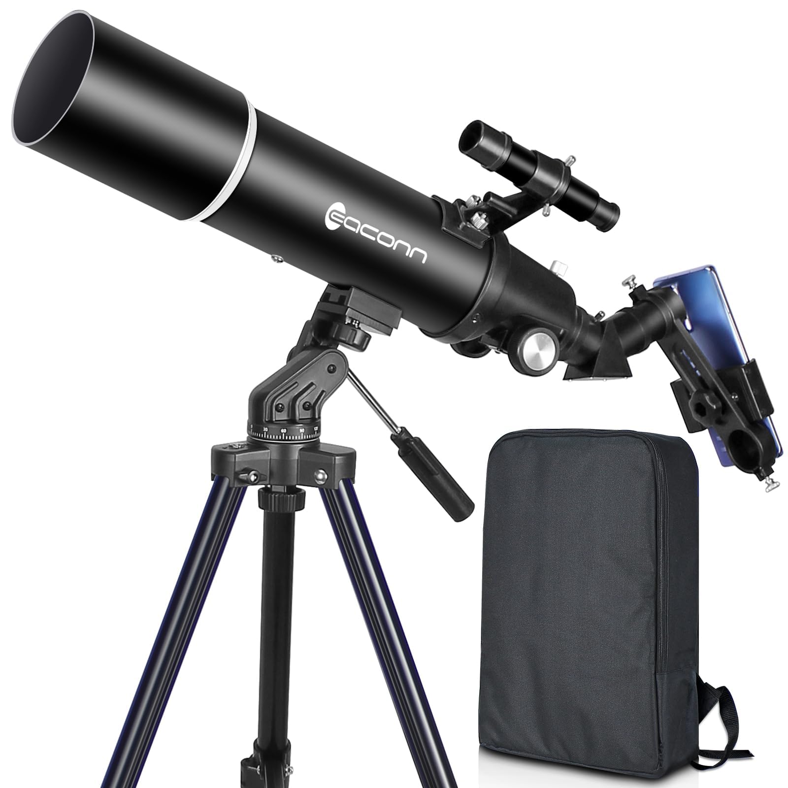 Telescopes for Adults Astronomy, 80mm Aperture 600mm Refractor Telescope for Beginners, Compact and Portable Travel Telescopio with Backpack